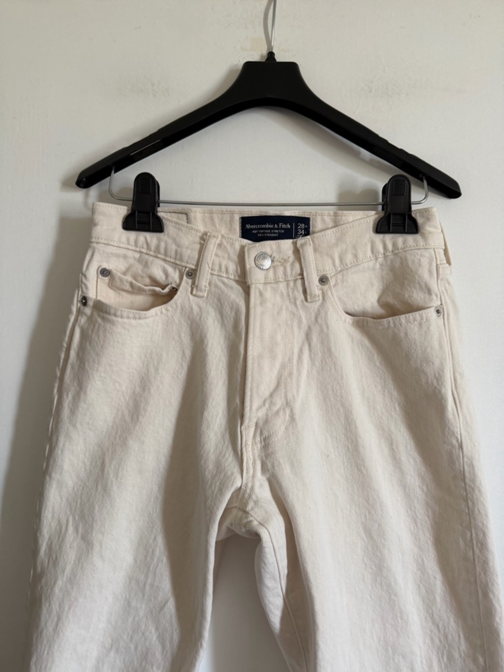 Abercrombie & Fitch Men’s White A&F Vintage Stretch 90’s Straight Jeans - Picture 11 of 13